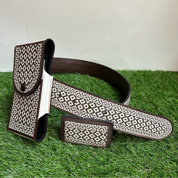 Men's WESTERN COWBOY Belt Phone Laser Case Cinto Navajeado y Vaquero Rodeo